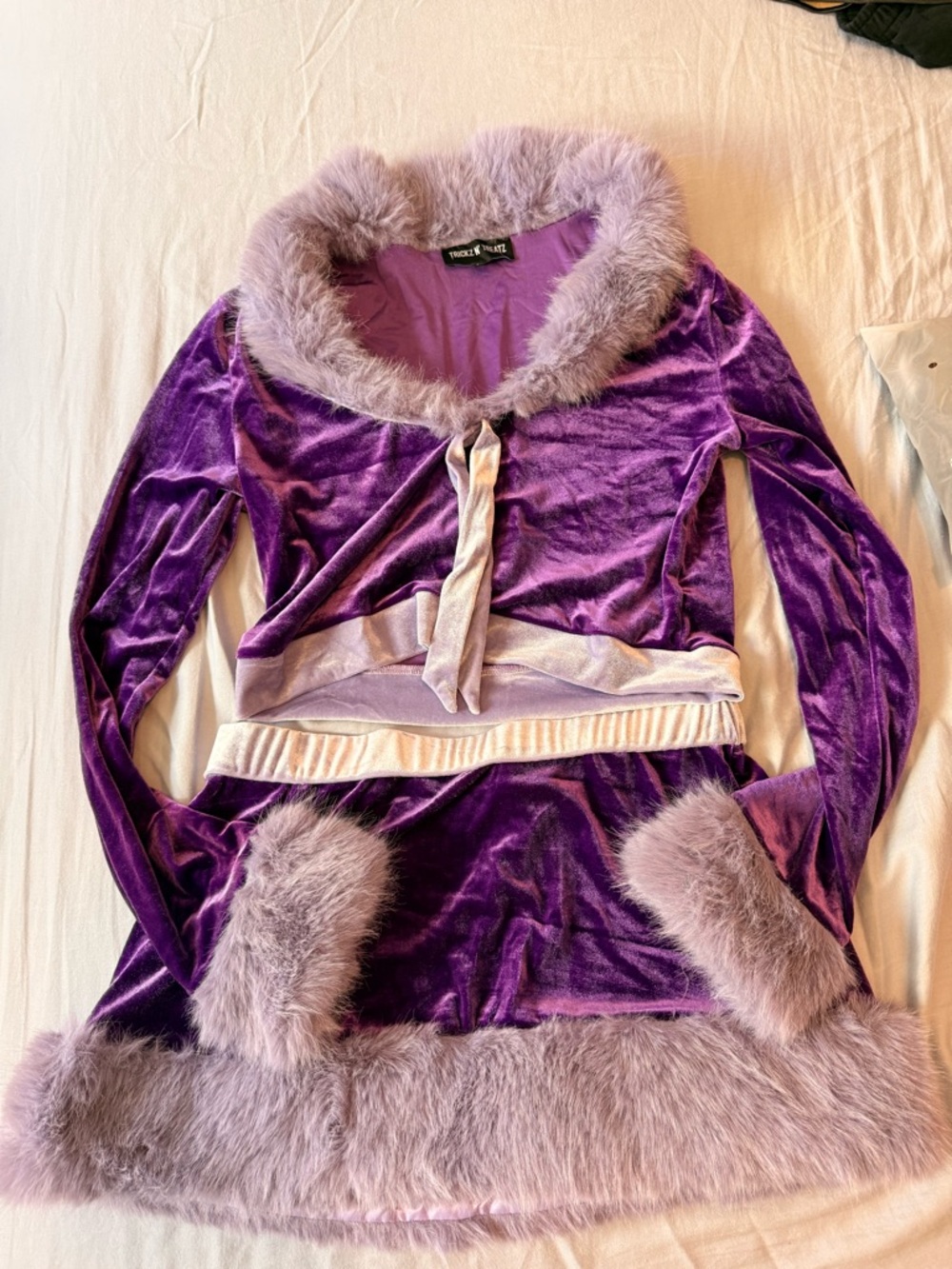 Daphne Velvet Faux-Fur Trim Purple